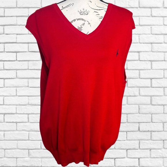 Polo Ralph Lauren Red Pima Cotton Sweater Vest - Picture 1 of 4